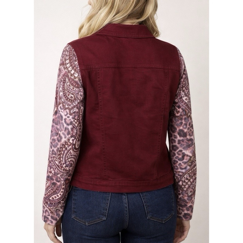 NWT One World Live & Let Live Paisley Sleeves Denim Jacket‎ Western Boho Small - Picture 2 of 9